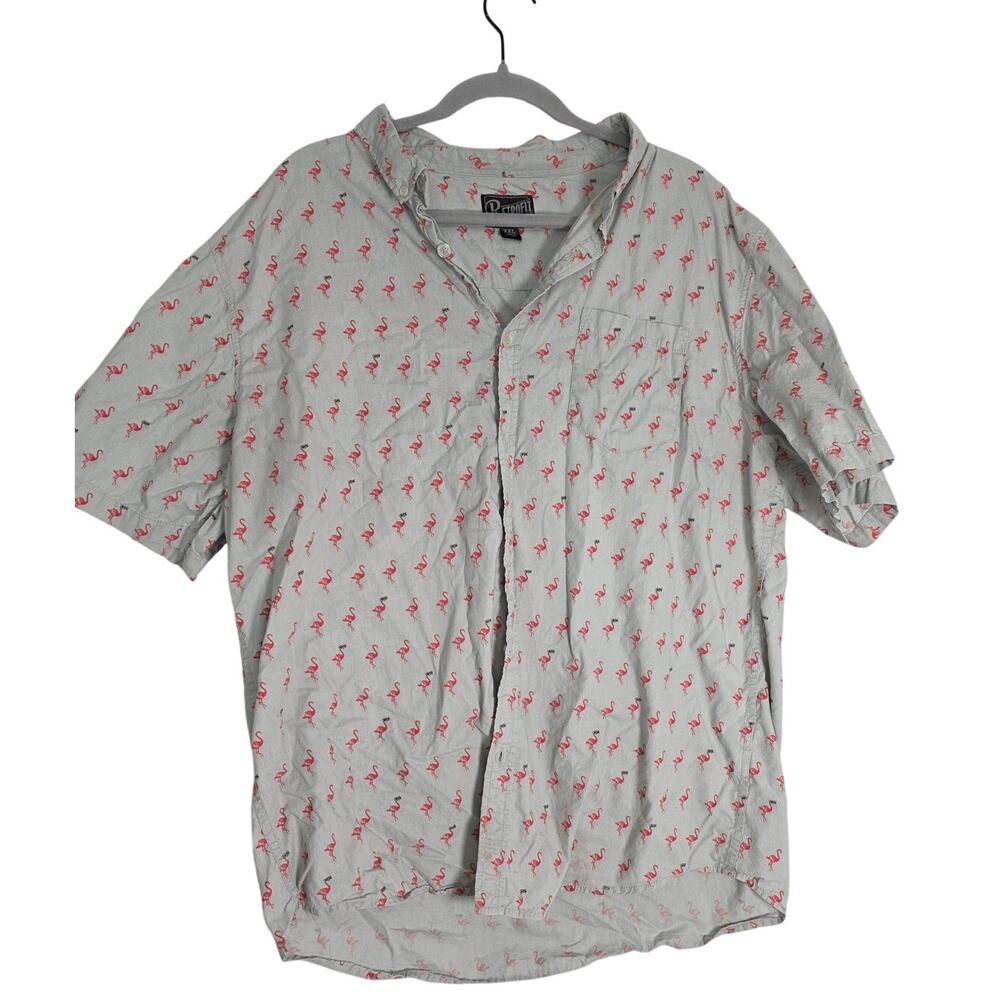 Retrofit Flamingo Graphic Button Shirt Men’s XXL Tropical Hawaiian Vacation Fun
